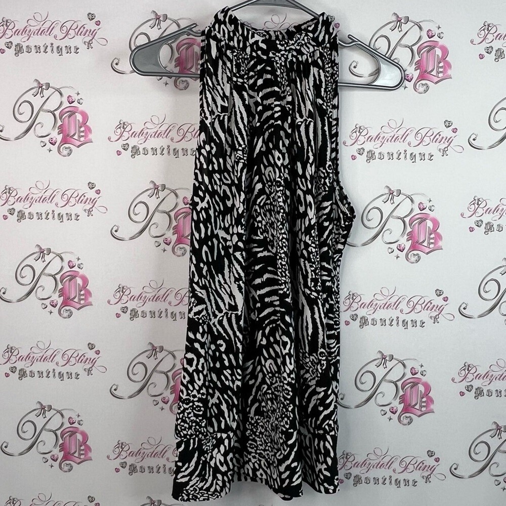 Milano tank to or mini dress cheetah leopard print Black and White Animal Print